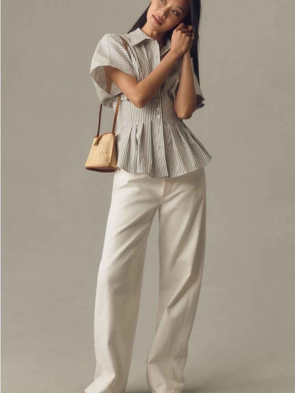 Tobie Short-Sleeve Pleated Blouse by Exquise - Picture 7 of 10